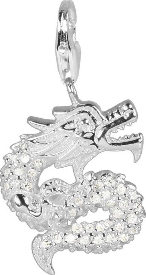 SilberDream Charm-Einhänger SilberDream Charm 925 Echt Silber Anhänger, Drache Anhänger 925 Sterling Silber, silber, weiß von SilberDream