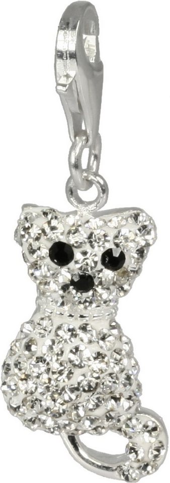 SilberDream Charm-Einhänger SilberDream Charm Katze, Charmsanhänger Katze, 925 Sterling Silber, Farbe: weiß, schwarz im shi von SilberDream