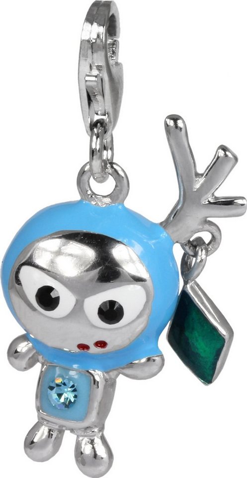 SilberDream Charm-Einhänger SilberDream hellblau Charm SpaceBodo, Charmsanhänger SpaceBodo, 925 Sterling Silber, Farbe: hellblau von SilberDream