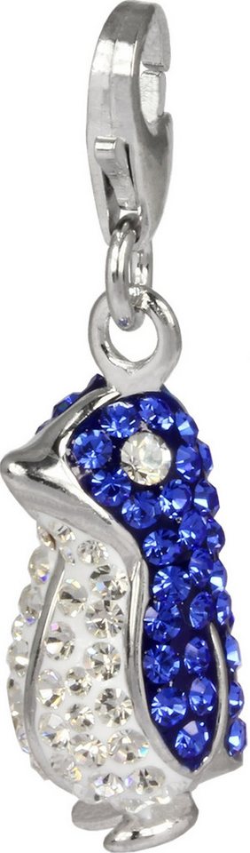 SilberDream Charm-Einhänger SilberDream blau Charm Pinguin Zirkonia, Charmsanhänger Pinguin, 925 Sterling Silber, Farbe: weiß, blau von SilberDream