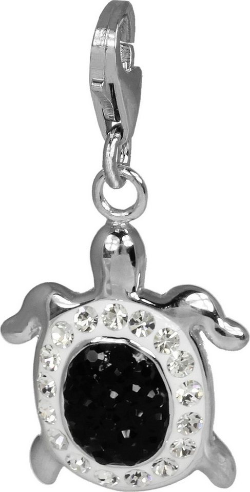 SilberDream Charm-Einhänger SilberDream Charm Schildkröte Zirkonia, Charmsanhänger Schildkröte, 925 Sterling Silber, Farbe: schwarz, weiß von SilberDream