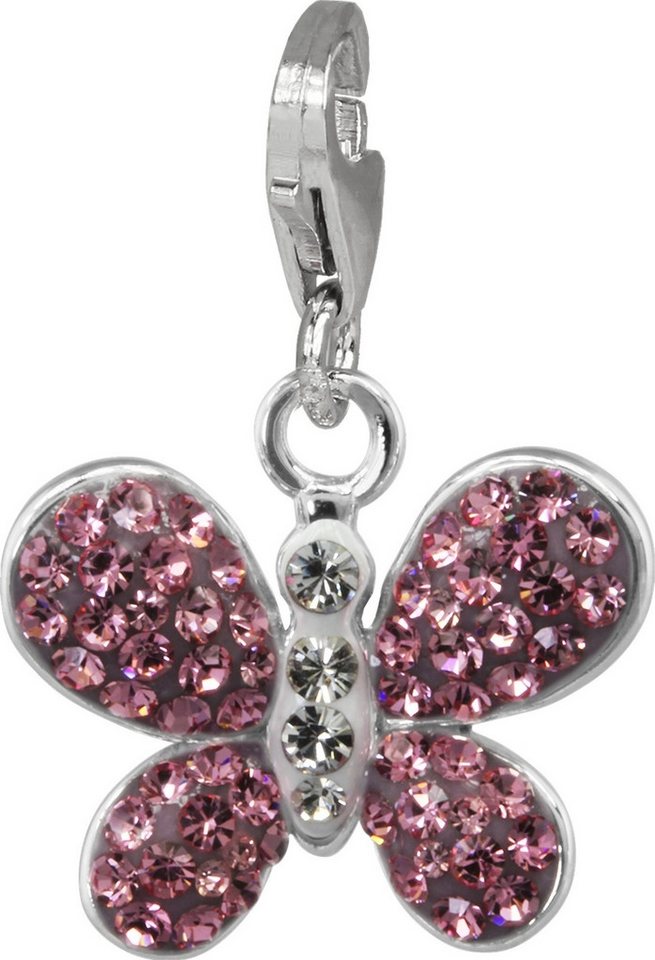 SilberDream Charm-Einhänger SilberDream rosa Charm Schmetterling, Charmsanhänger Schmetterling, 925 Sterling Silber, Farbe: rosa, weiß von SilberDream