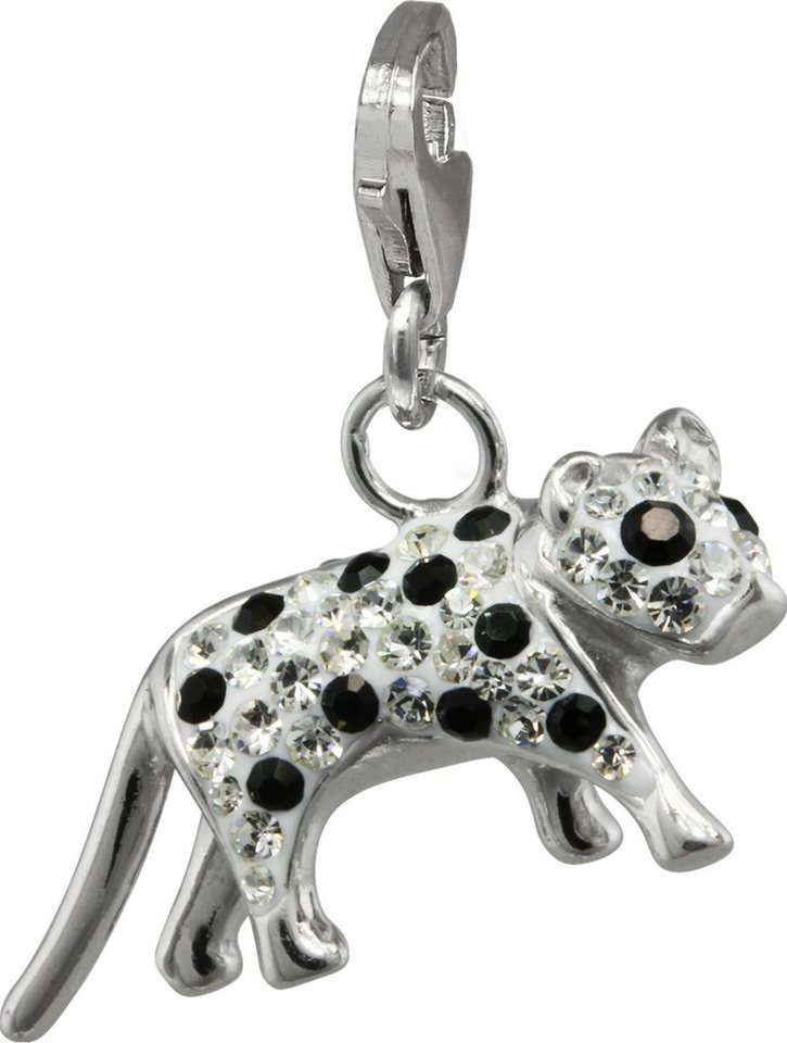 SilberDream Charm-Einhänger SilberDream Charm Bengal Katze Zirkonia, Charmsanhänger Bengal Katze, 925 Sterling Silber, Farbe: weiß, schwarz von SilberDream