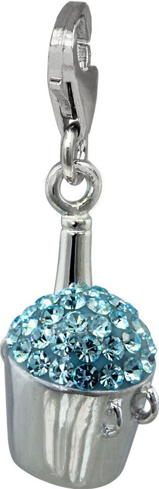 SilberDream Charm-Einhänger SilberDream hellblau Charm Sektkühler, Charmsanhänger Sektkühler, 925 Sterling Silber, Farbe: hellblau von SilberDream