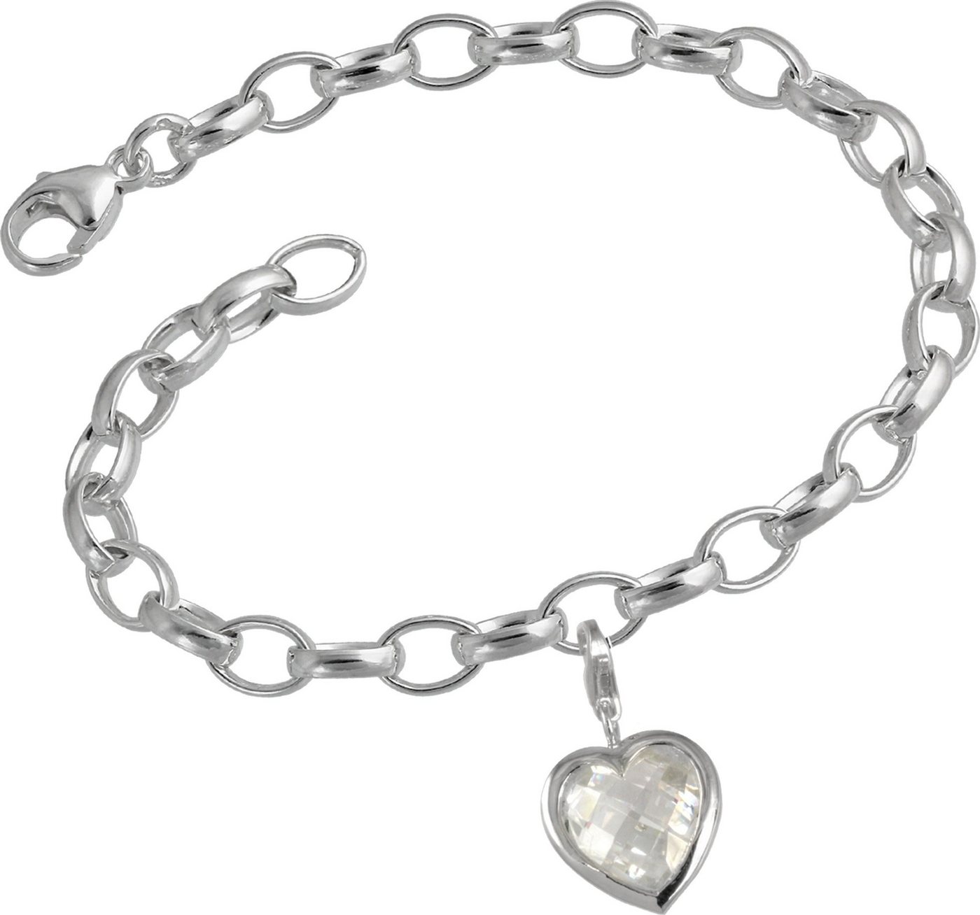 SilberDream Charm-Einhänger Set SilberDream 925 Charms Herz weiß Silber (Charmssets, 2-tlg), Damen Charm Armband aus 925er Sterling Silber, Farbe: silber, weiß, He von SilberDream