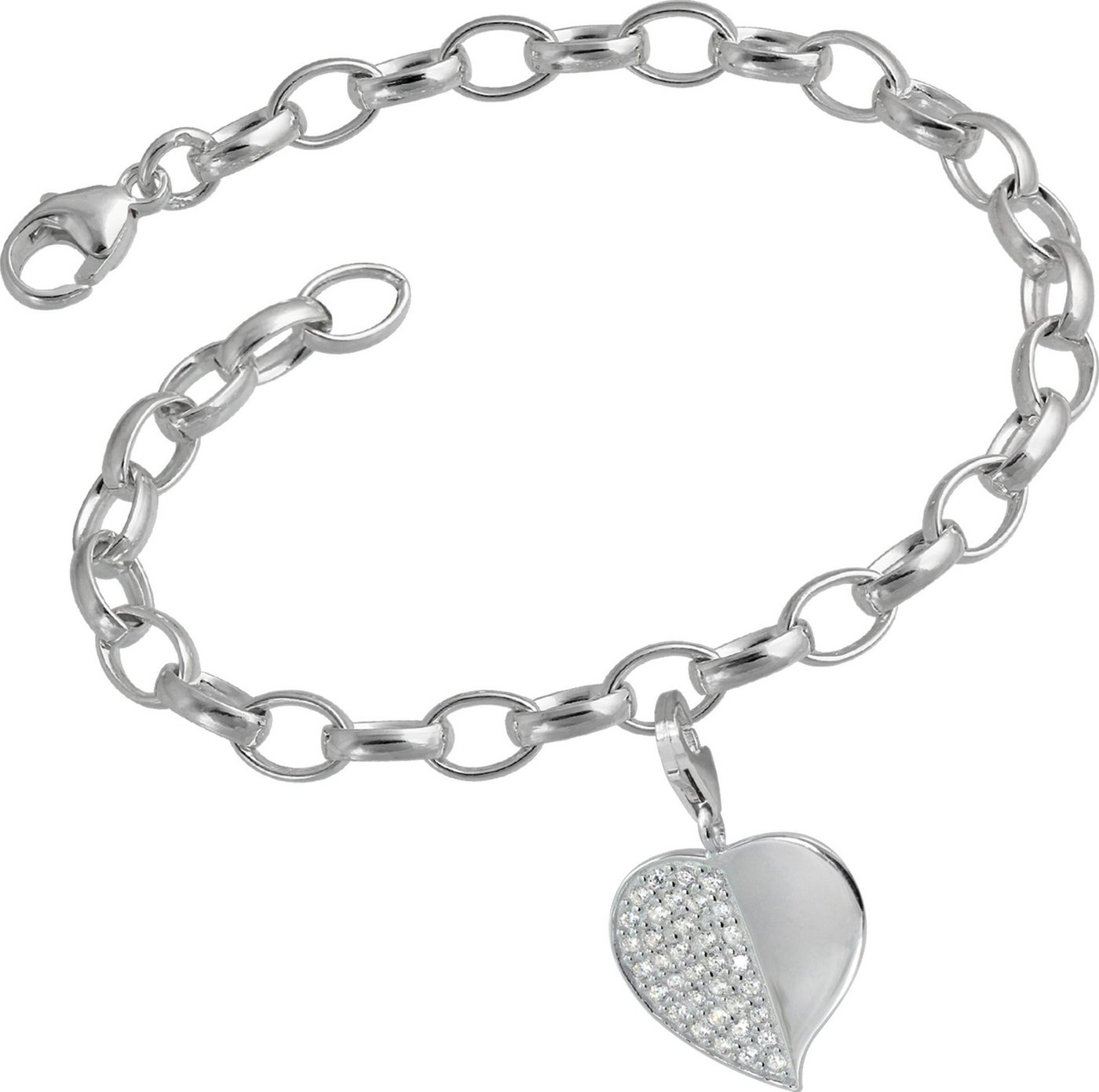 SilberDream Charm-Einhänger Set SilberDream 925 Charms Herz weiß Silber (Charmssets, 2-tlg), Damen Charm Armband aus 925er Sterling Silber, Farbe: silber, weiß, He von SilberDream