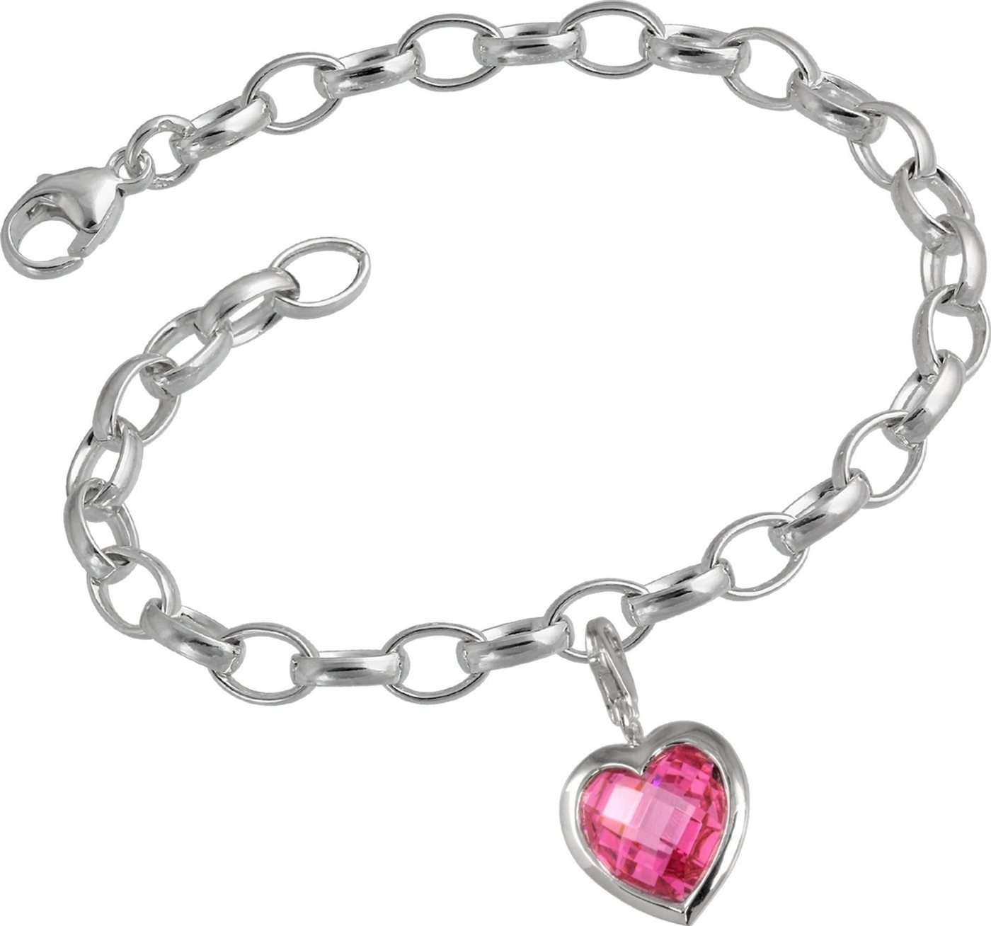 SilberDream Charm-Einhänger Set SilberDream 925 Charms Herz rosa Silber (Charmssets, 2-tlg), Damen Charm Armband aus 925er Sterling Silber, Farbe: silber, rosa, pi von SilberDream