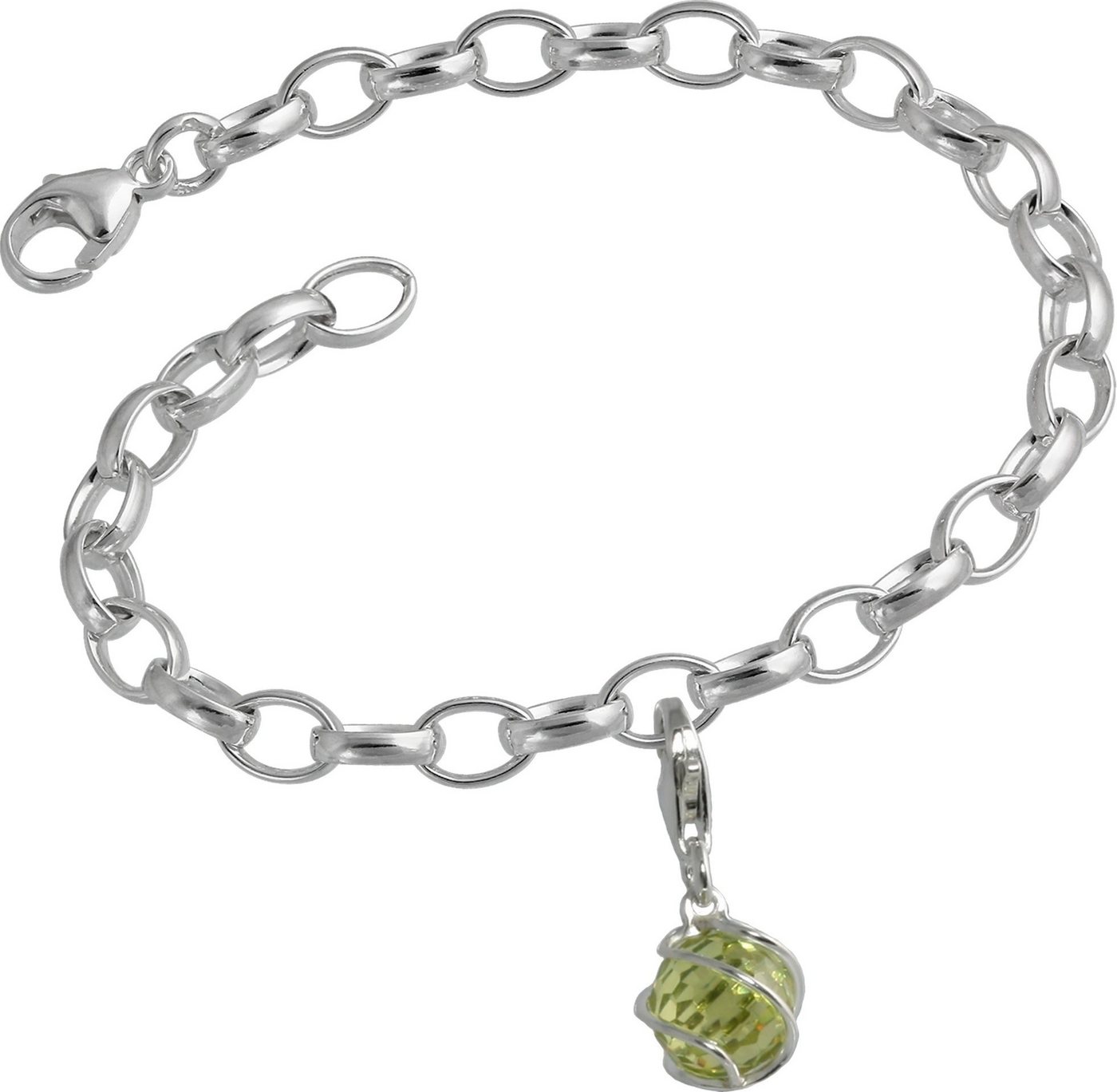 SilberDream Charm-Einhänger Set SilberDream 925 Charms Kugel Silber Armband (Charmssets, 2-tlg), Damen Charms Armband aus 925er Sterling Silber, Farbe: silber, grün, K von SilberDream