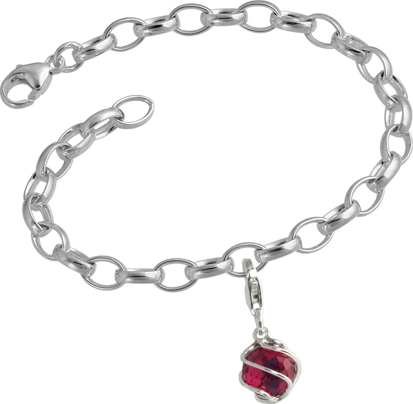 SilberDream Charm-Einhänger Set SilberDream 925 Charms Kugel Silber Armband (Charmssets, 2-tlg), Damen Charms Armband aus 925er Sterling Silber, Farbe: silber, rot, Ku von SilberDream