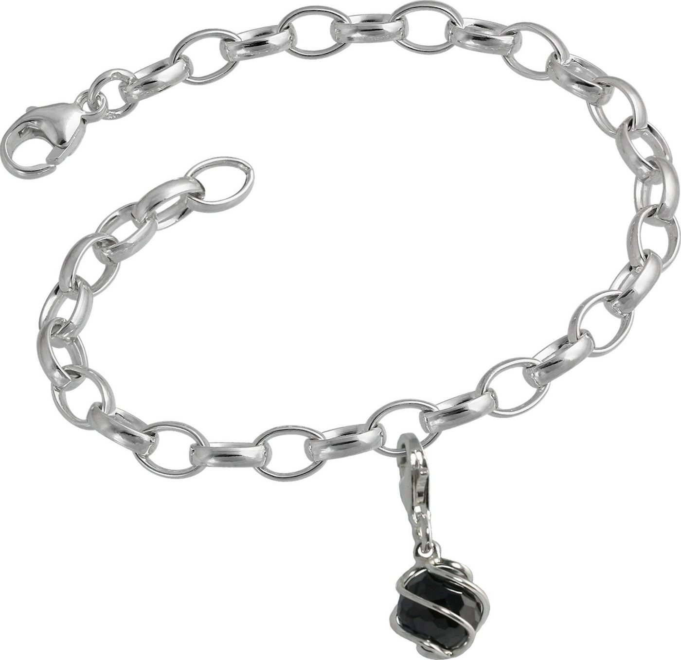 SilberDream Charm-Einhänger Set SilberDream 925 Charms Kugel Silber Armband (Charmssets, 2-tlg), Damen Charms Armband aus 925er Sterling Silber, Farbe: silber, schwarz von SilberDream