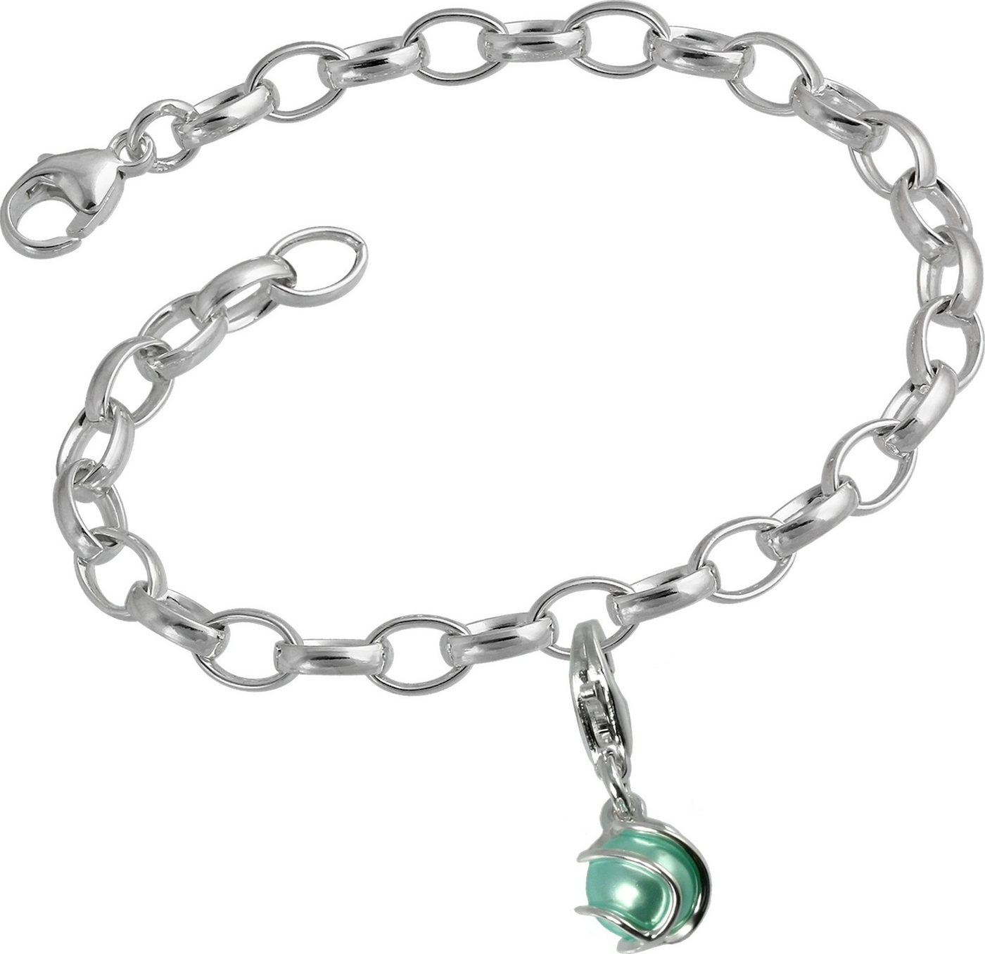 SilberDream Charm-Einhänger Set SilberDream 925 Charms Kugel Silber Armband (Charmssets, 2-tlg), Damen Charms Armband aus 925er Sterling Silber, Farbe: silber, Kugel von SilberDream