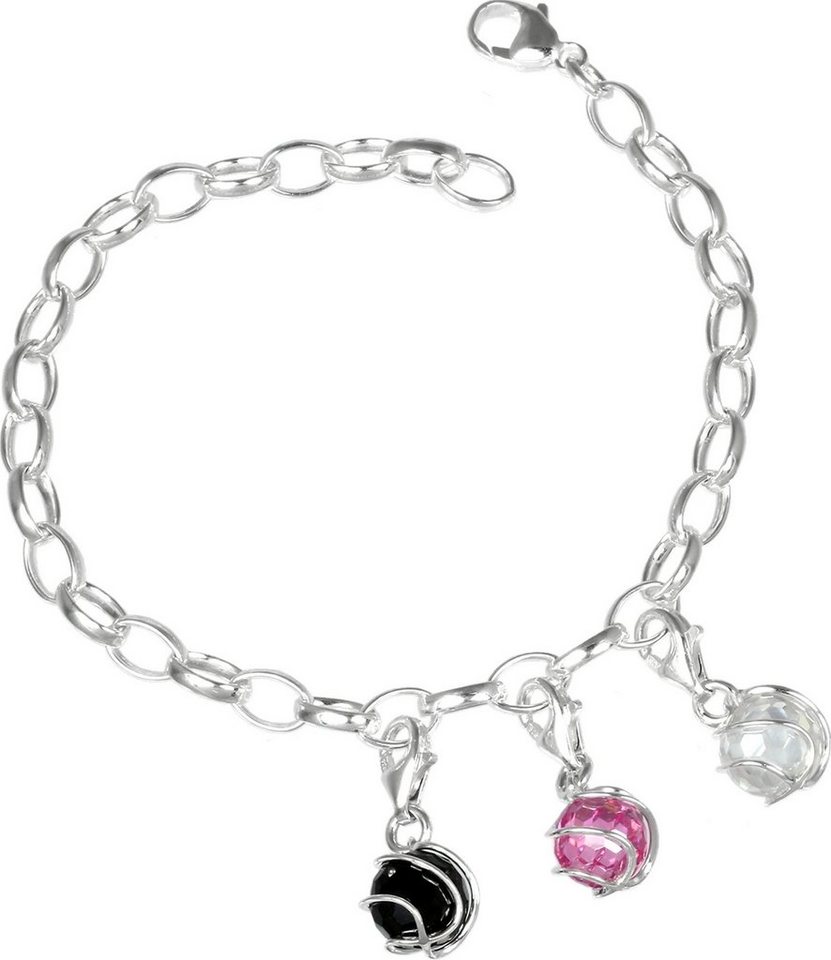 SilberDream Charm-Einhänger Set SilberDream Charm Set Kugel 925er Silber (Charmssets, 4-tlg), Charmssets aus 925 Sterling Silber, Farbe: schwarz, rosa, weiß von SilberDream