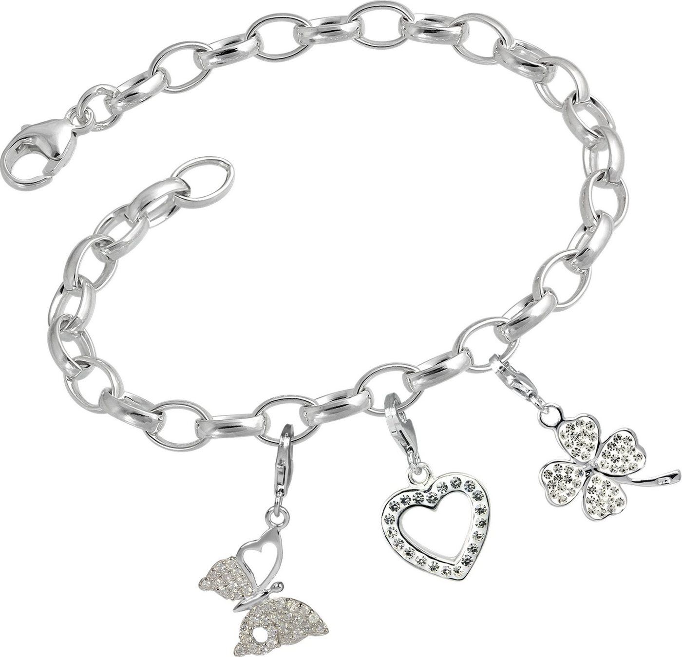 SilberDream Charm-Einhänger Set SilberDream Armband Fashion Charm Set Liebe (Charmssets, 4-tlg), Charmssets aus 925 Sterling Silber, Farbe: weiß von SilberDream