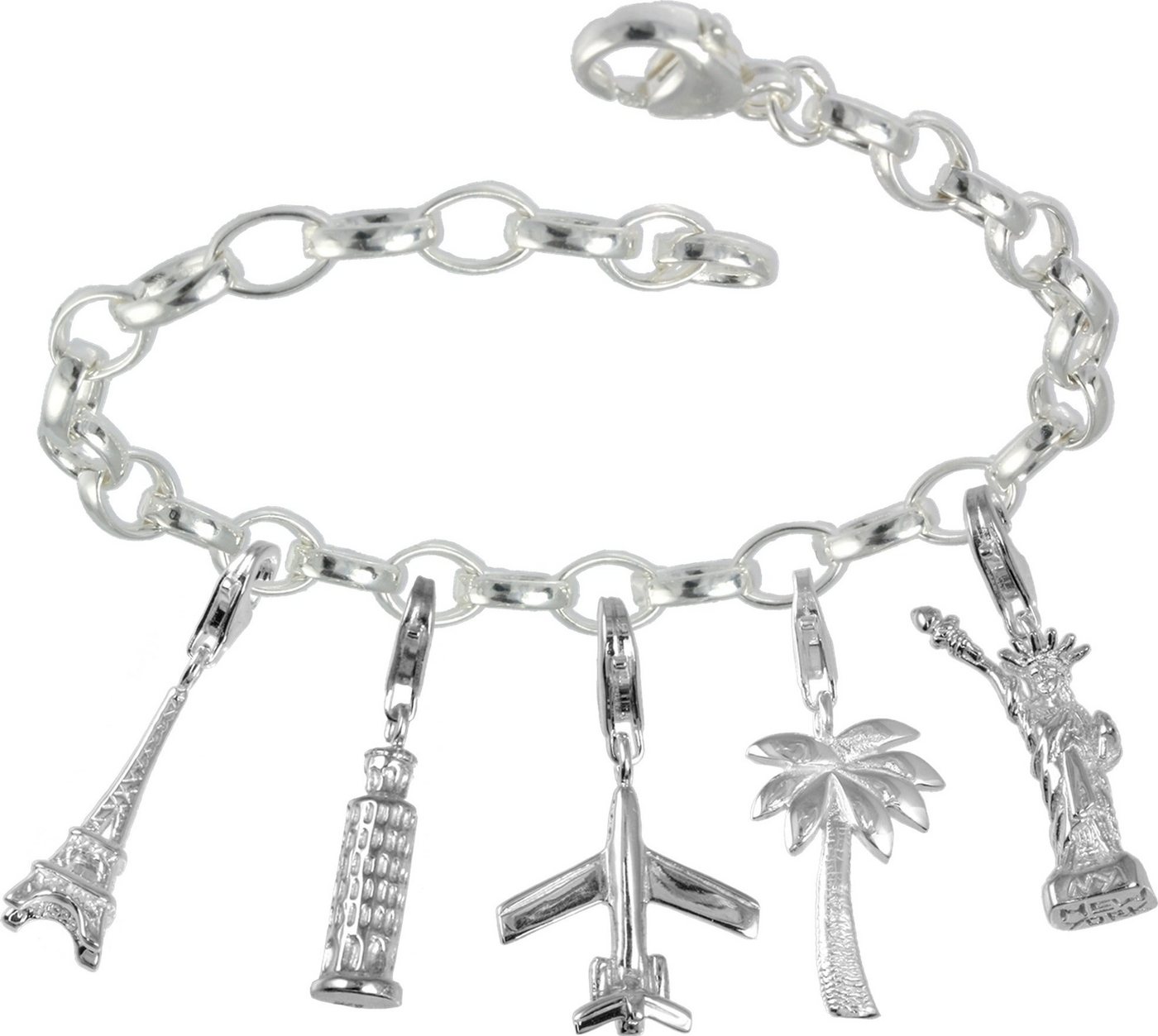 SilberDream Charm-Einhänger Set SilberDream Set Silber Charm Armband und (Charmssets, 6-tlg), Charmssets aus 925 Sterling Silber, Farbe: silber von SilberDream