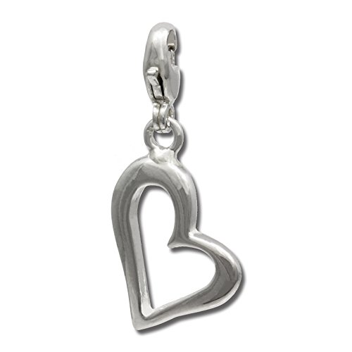 SilberDream Charm Schmuck 925 Echt Silber Armband Anhänger Herz glanz FC508 Silber Charmsschmuckanhänger von SilberDream