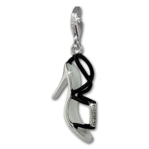 SilberDream Charm Silber Emaille Anhänger schwarz Stiletto Zirkonia FC883S Silber Charmsschmuckanhänger von SilberDream