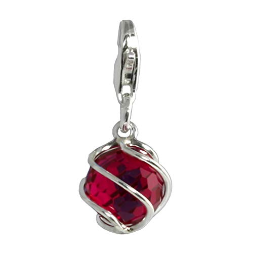 SilberDream Charm Schmuck 925 Echt Silber Anhänger rot Kugel Zirkonia FC200R Silber Charmsschmuckanhänger von SilberDream