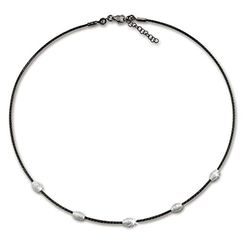 SilberDream Collier silber schwarz 44cm Fantasiekette Echt 925 Silber SDK28242S Silber Collier von SilberDream