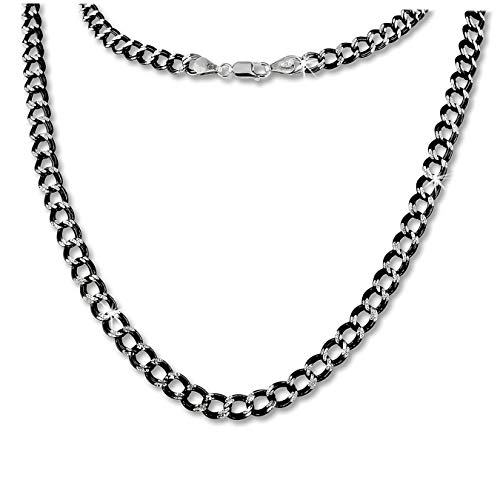 SilberDream Collier silber schwarz Schmuck 45cm Panzerkette 925 Silber SDK21445S Silber Collier von SilberDream