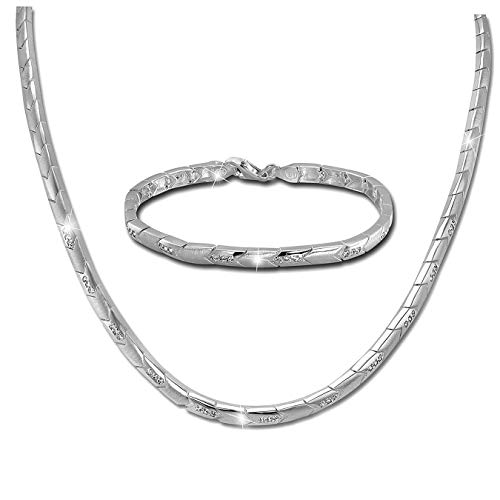 SilberDream Collier & Armband Zirkonia Damen Schmuckset Sterling Silber SDS451W Silber Schmuckset von SilberDream