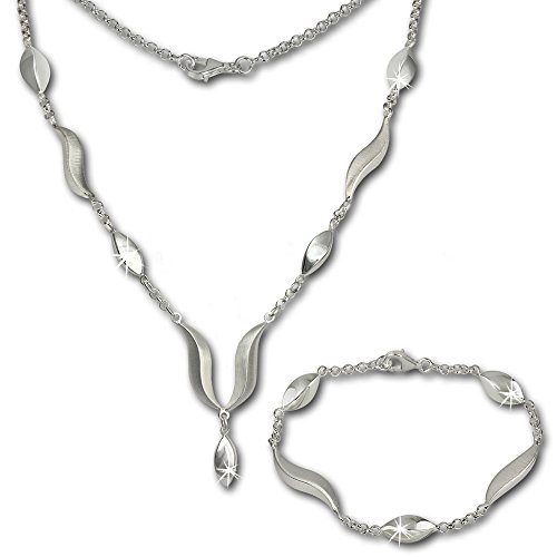 SilberDream Collier & Armband matt Wave Silber Schmuck Set für Damen SDS410 Silber Schmuckset von SilberDream