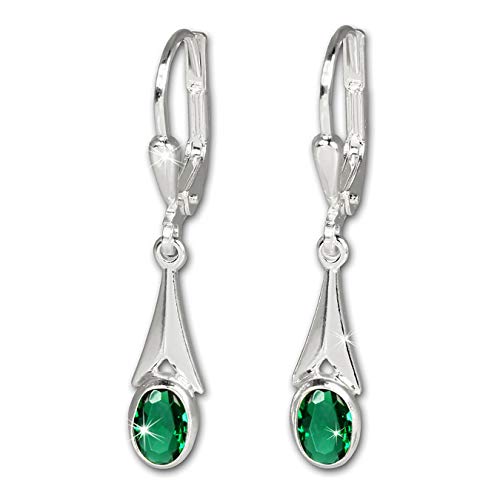 SilberDream Ohrringe für Damen 925 Silber Ohrhänger Zirkonia grün SDO514G Silber Ohrhänger von SilberDream