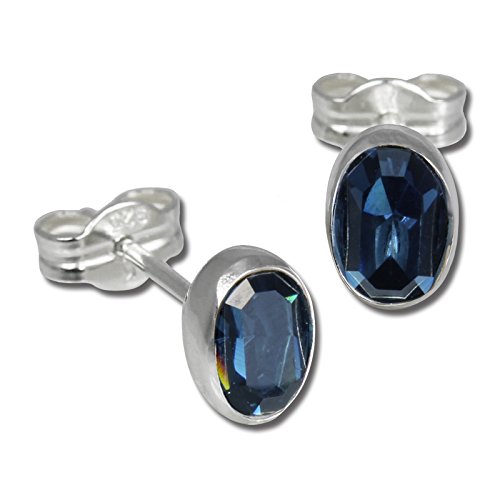 SilberDream Ohrringe Damen 925 Silber Ohrstecker oval Zirkonia blau SDO552B Silber Ohrstecker von SilberDream