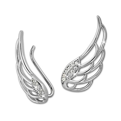 SilberDream Damen Ohrringe Ear Cuff Flügel Zirkonia Ohrringe Ohrklemme 925 Silber GSO410W von SilberDream