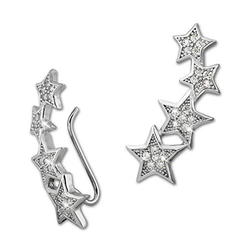 SilberDream Damen Ohrringe Ear Cuff Sterne Zirkonia Ohrringe Ohrklemme 925 Silber GSO411W von SilberDream