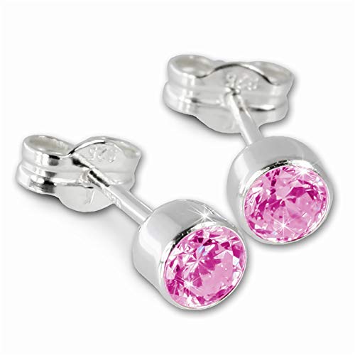 SilberDream Ohrringe 5mm für Damen 925 Silber Ohrstecker Zirkonia pink SDO503P Silber Ohrstecker von SilberDream