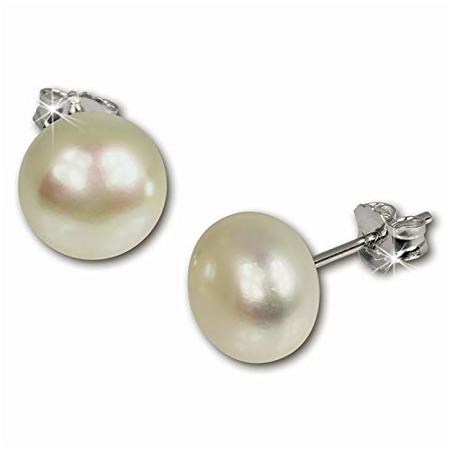 SilberDream Ohrringe 9,5mm für Damen 925 Silber Ohrstecker Perle weiß SDO110W Silber Ohrstecker von SilberDream