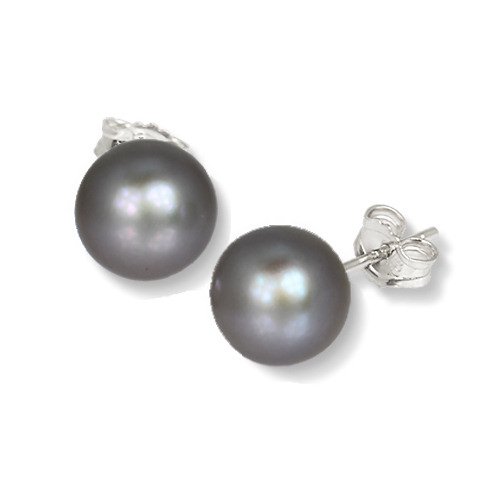 SilberDream Ohrringe 9,5mm für Damen 925 Silber Ohrstecker Perle grau SDO110K Silber Ohrstecker von SilberDream