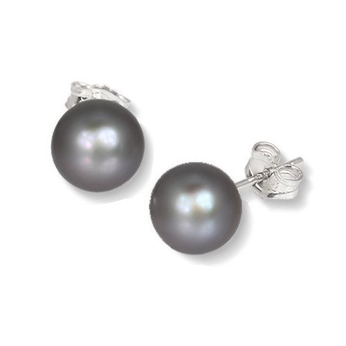 SilberDream Ohrringe 8,5mm für Damen 925 Silber Ohrstecker Perle grau SDO109K Silber Ohrstecker von SilberDream