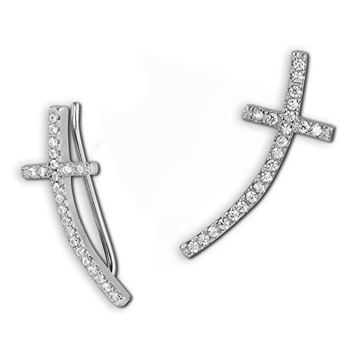 SilberDream Ear Cuff Kreuz Damen-Ohrring Ohrklemme 925 Sterling Silber Silberschmuck GSO467W von SilberDream