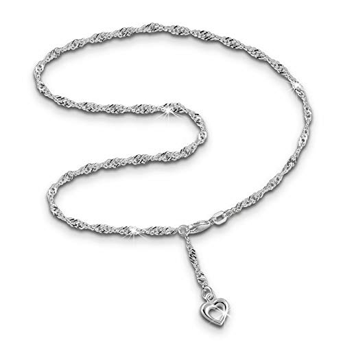 SilberDream Fußkette silber für Damen 925 Silberschmuck Herz 25cm SDF0345J Silber Fußkette von SilberDream