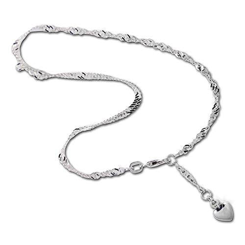 SilberDream Fußkette silber für Damen 925er Silberschmuck Herz 25cm SDF020I Silber Fußkette von SilberDream