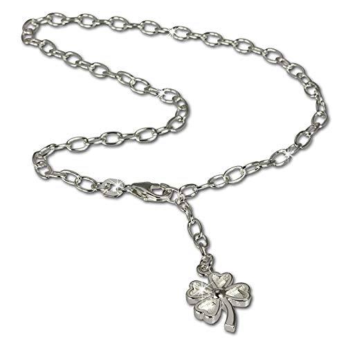SilberDream Fußkette silber für Damen 925 Silberschmuck Kleeblatt 25cm SDF009 Silber Fußkette von SilberDream
