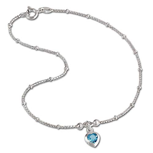 SilberDream Fußkette hellblau Damen Silberschmuck Herz Zirkonia 23cm SDF2023H Silber Fußkette von SilberDream