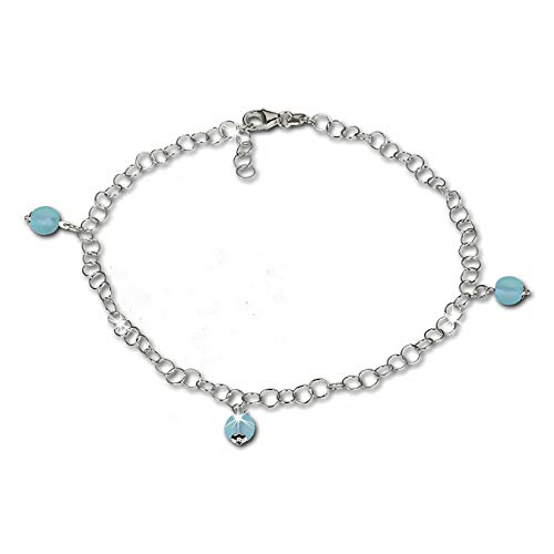 SilberDream Fußkette hellblau für Damen 925 Silberschmuck Kugel 25cm SDF011H Silber Fußkette von SilberDream