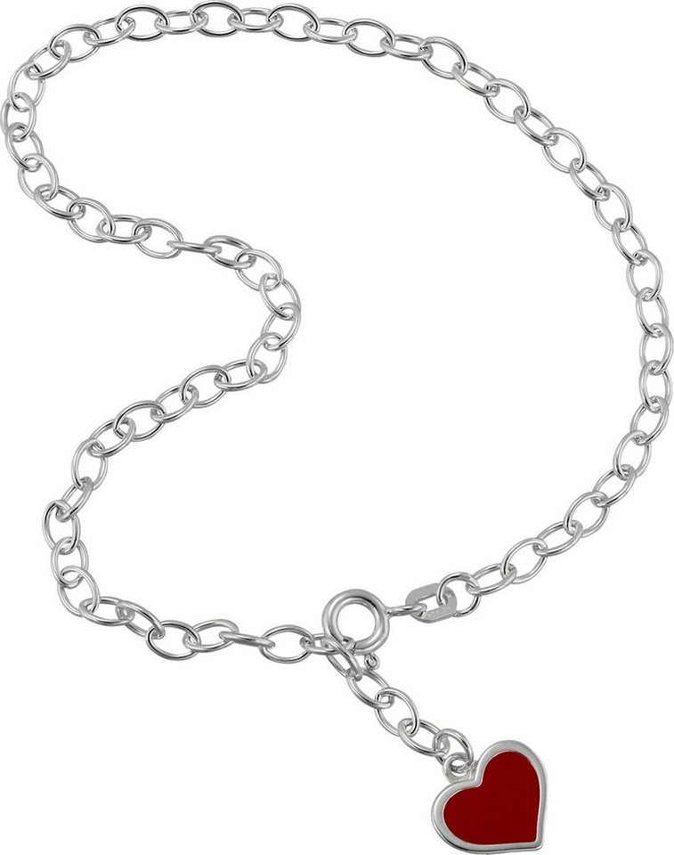 SilberDream Fußkette mit Anhänger SilberDream Fußkette rot für Damen 925er, Damen Fußkette Herz aus 925 Sterling Silber, Farbe: rot von SilberDream
