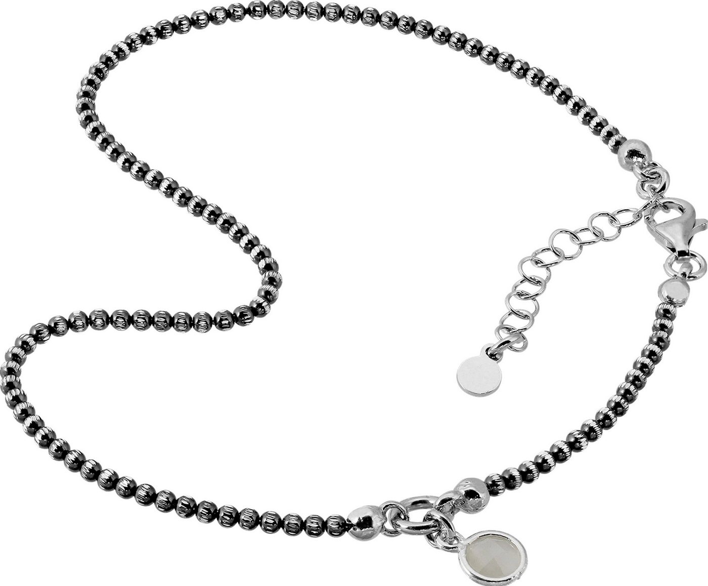 SilberDream Fußkette mit Anhänger SilberDream Fußkette geschwärzt Damen 925, Damen Fußketten aus 925 Sterling Silber, Farbe: weiß, perlmutt, Made-I von SilberDream