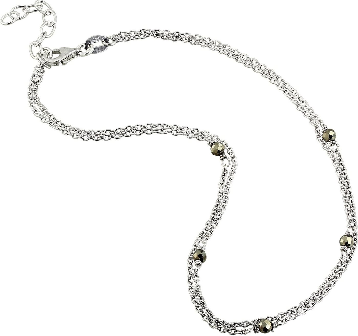 SilberDream Fußkette mit Anhänger SilberDream Perlen Fußkette Damen grau, Damen Fußkette Pyrit-Perlen aus 925 Sterling Silber, Farbe: grau, silb von SilberDream