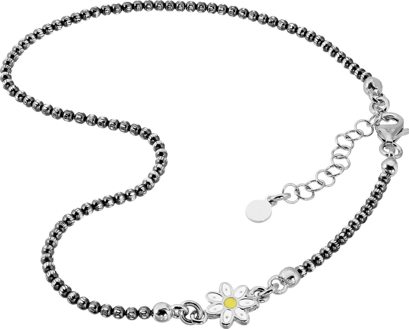 SilberDream Fußkette mit Anhänger SilberDream Fußkette geschwärzt für Damen, Damen Fußketten (Blume) aus 925 Sterling Silber, Farbe: weiß, gelb, Ma von SilberDream