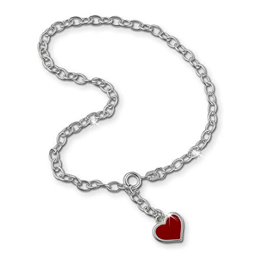 SilberDream Fußkette rot für Damen 925er Silberschmuck Herz 25cm SDF006 Silber Fußkette von SilberDream