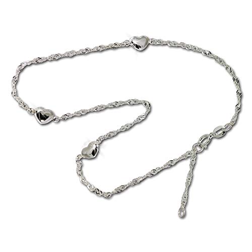 SilberDream Fußkette silber für Damen 925 Silberschmuck Herzen 25cm SDF019I Silber Fußkette von SilberDream