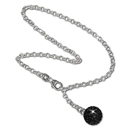 SilberDream Fußkette silber schwarz für Damen Silberschmuck Kugel 25cm SDF010S Silber Fußkette von SilberDream