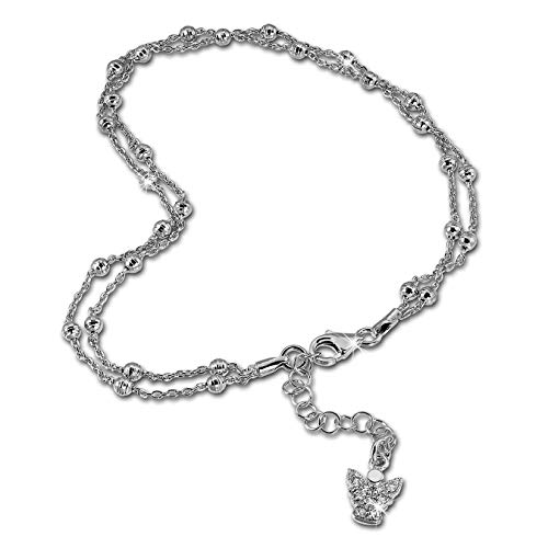 SilberDream Fußkette weiß Damen 925 Silberschmuck Kugeln Zirkonia 27cm SDF2174J Silber Fußkette von SilberDream