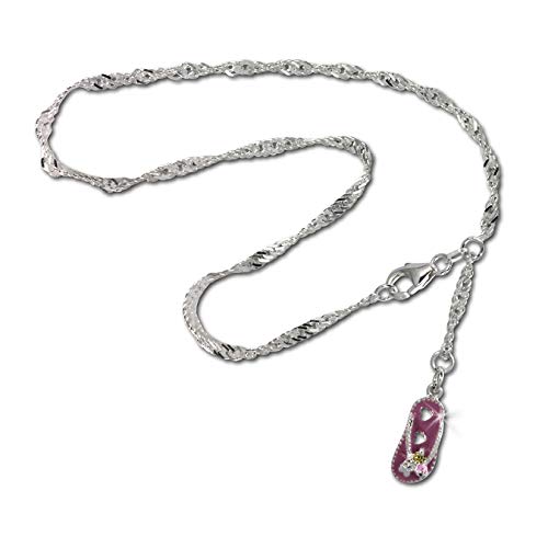 SilberDream Fußschmuck rosa Fußkette glitzer Flipflop 925 Echt Silber D2SDF022A ein schönes Geschenk zu Weihnachten, Geburtstag, Valentinstag für die Frau von SilberDream