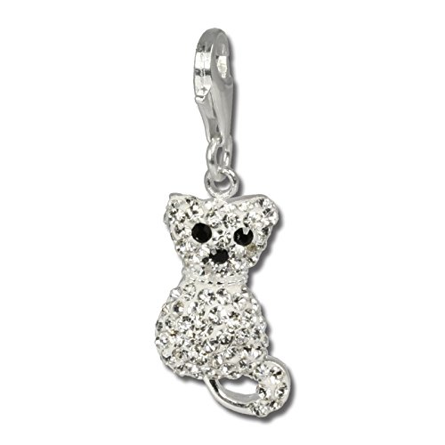 SilberDream Charm Katze Zirkonia 925 Silber Charms-Anhänger GSC209 Silber Charmsschmuckanhänger von SilberDream