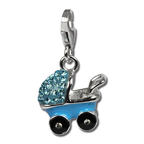 SilberDream blau Charm Kinderwagen Zirkonia 925 Silber Damen Anhänger GSC501H Silber Charmsschmuckanhänger von SilberDream